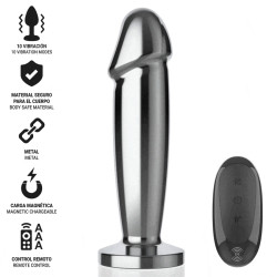 Intense - Plug Anal 10 Vibrations Gode Métallique Avec Télécommande S